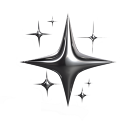 A futuristic chrome star radiating with sleek elegance, reflecting light in a crystalline metallic brilliance.