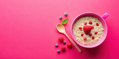 Baby's Pink Oat Porridge Bowl - Top View, Delicious & Healthy First Foods