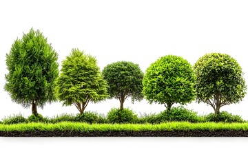 Collection of Verdant Trees Isolated on Clean White Background