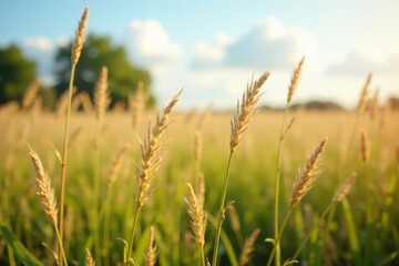 Obraz premium Wild prairie grasses swaying gently in breeze, texture, wild, environment