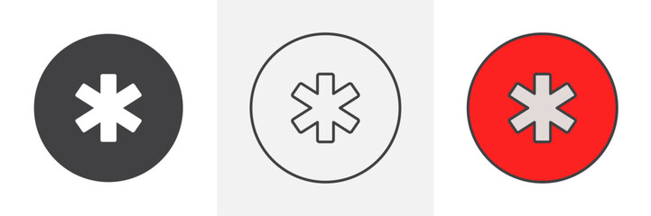 Asterisk icons pack for website designs