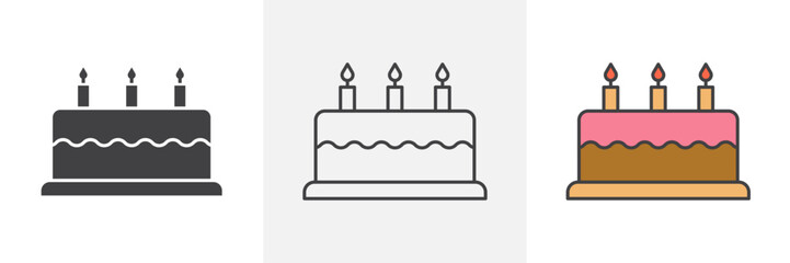 Cake birthday icons pack for website designs