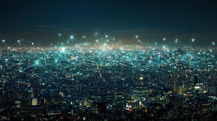 Blurred Night Cityscape With Glowing Lights