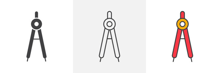 Drafting compass icons pack for website designs