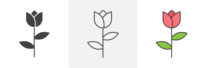 Flower tulip icons pack for website designs