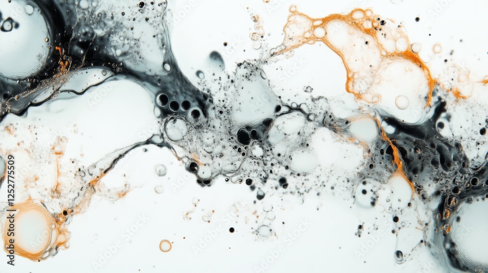 Aufkleber Abstract fluid art with black and orange tones, dynamic patterns. Creative design and visual art concept