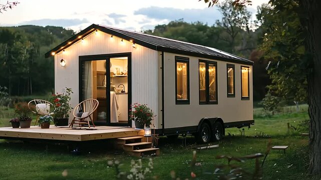 Young Couple Embracing Minimalism in a Tiny Home Lifestyle
