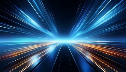 A futuristic, dark blue background with blurred lines and streaks of light. This design suggests speed, movement, and high technology. It's perfect for templates that need a dynamic look.