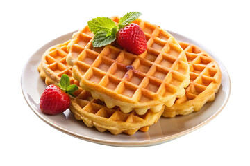 waffles with strawberries and cream transparent