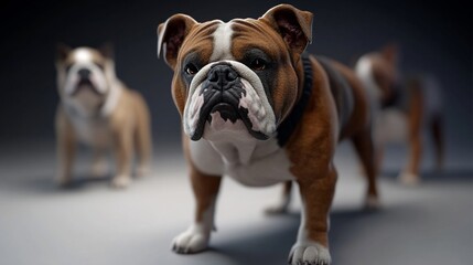 Fototapeta premium Majestic English Bulldogs: A Stunning Portrait of Canine Companionship