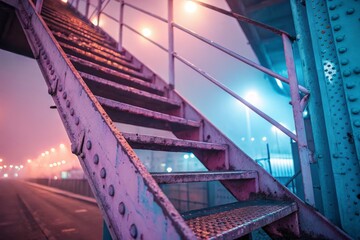 Pastel Dreamscape: Night Photography of Industrial Textures, Retouched for Marketing