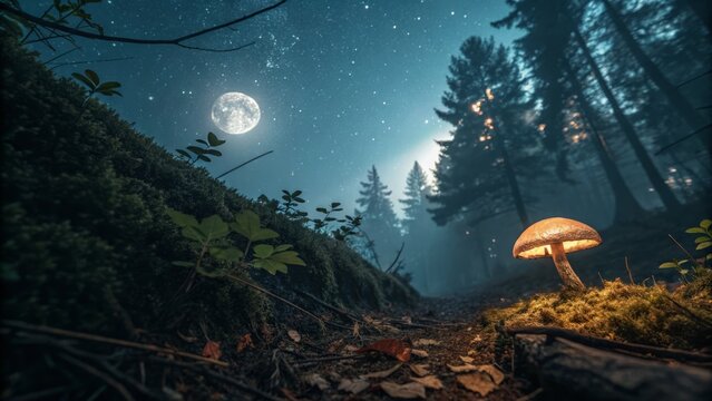 Night Bloom:  Mystic Nubbin's Lunar Embrace - Astrophotography