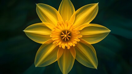 Obraz premium Bright Yellow Flower with Intricate Petals and Green Background