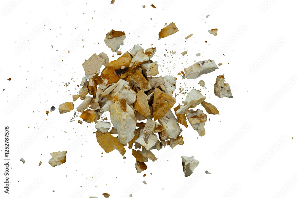 Aufkleber explosion of rock particle and dust isolated
