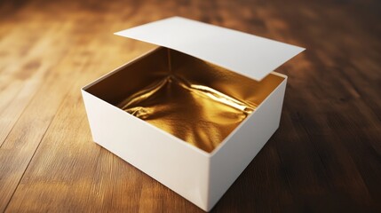 Luxury Gift Box on Wooden Surface: An Elegant Surprise