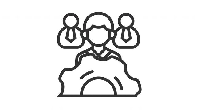 Animated workgroup with leadership and employee sign. Suitable for finance, management, teamwork, office, leader, company, corporate, manager, employment, development and business