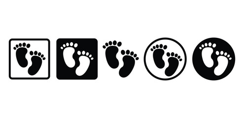 Fototapeta premium baby foot print icon vector design symbol sign black white color simple flat illustration sets isolated