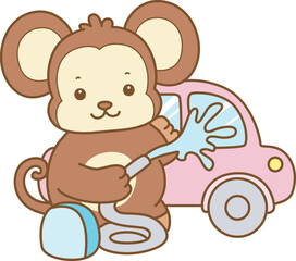 Cute Monkey vector icon. Funny baby Monkey animal series stock illustration. life of fluffy Monkey designs.