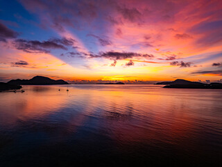 Beautiful sunset or sunrise clouds sky,Nature Light Sunset over sea, Colorful scenery Sky with Amazing dark clouds and waves in sunset sky nature cloud background