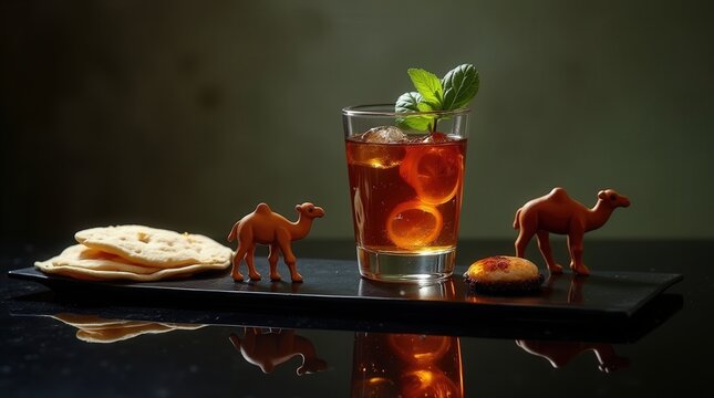 Traditional Djiboutian tea with lahoh and camel figurines showcasing culture