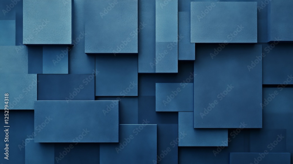 Aufkleber Abstract geometric background with overlapping blue rectangles, modern minimalistic design concept