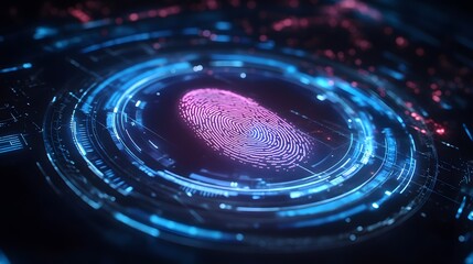 Futuristic Digital Fingerprint Scanning Technology Visualization