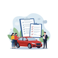 New Car Checklist Salesperson Showing Features to Customers