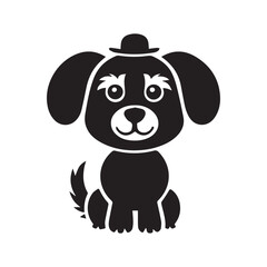 A cute DOG icon silhouette vector on a white background.