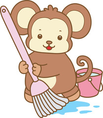 Cute Monkey vector icon. Funny baby Monkey animal series stock illustration. life of fluffy Monkey designs.