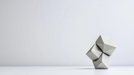 Gray Geometric Cubes Arrangement On White Surface