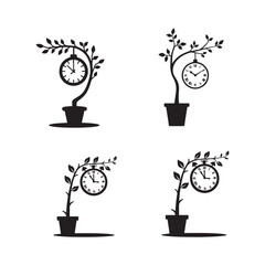 clock icon silhouette in vector style with a white background