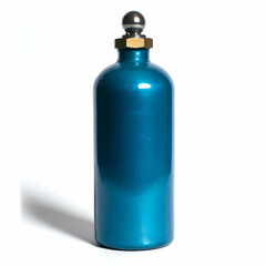 Teal metal water bottle, studio shot, white background, hydration
