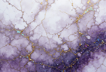 Abstract muted purple marble texture with gold, white and dark purple flecks