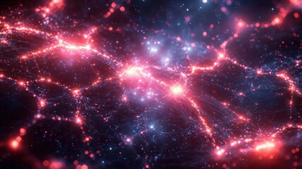 Obraz premium Vibrant Red And Blue Abstract Cosmic Galaxy