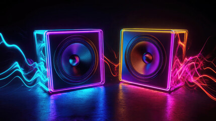Vibrant LED Speakers - Futuristic Audio System Concept