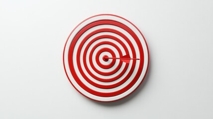 Red arrow hits bullseye on target; white background; success concept; business