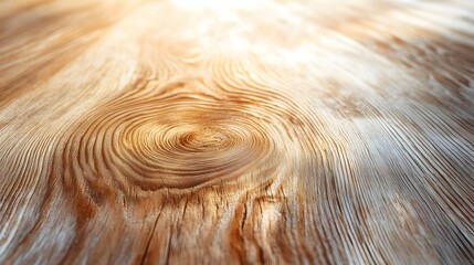 Detailed Close-Up of Natural Wood Grain with Smooth Texture and Light