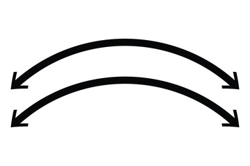double wave long curved arrow icon. double arrow icon on white background.