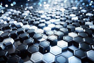 Fototapeta premium Abstract Black and White Hexagon Background: High-Resolution Stock Photo