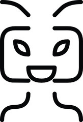 Abstract Representation of a Smiling Face in Black Line Style Vector Art