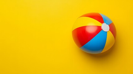 Fototapeta premium Colorful Beach Ball on Bright Yellow Background with Simple Design