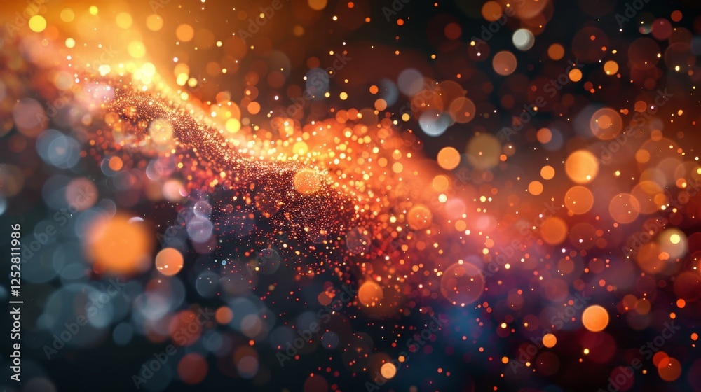 Poster beautiful abstract background with glowing particles capturing light in vibrant colors and dynamic p