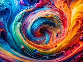 Abstract Colorful Swirling Fluid Paint Art Design - Stock Photo