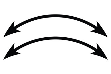double wave long curved arrow icon. double arrow icon on white background.