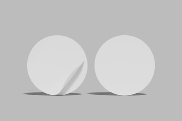 Realistic curved circular sticker blank mockup. 3d rendering