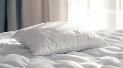 3d sleep with comfort on feather pillow ad concept set isolated on transparent background. Realistic soft night product design for bed advertising template. Mockup for square cushion presentation.
