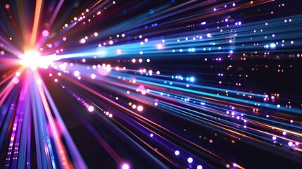 Obraz premium Abstract colorful light streaks radiating from a central point.