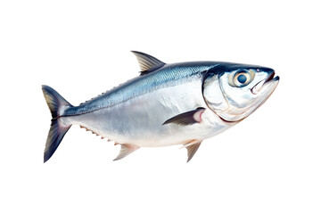 Naklejka premium Fresh mackerel fish with detailed scales and fins isolated on white transparent background. Concept of seafood and marine life