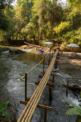 wooden bridge over river