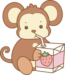 Cute Monkey vector icon. Funny baby Monkey animal series stock illustration. life of fluffy Monkey designs.